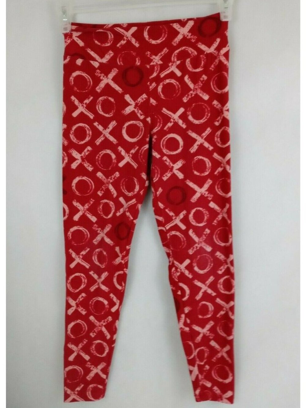 LuLaRoe Womens One Size Leggings Valentine's Day Red With White X's & O's Design